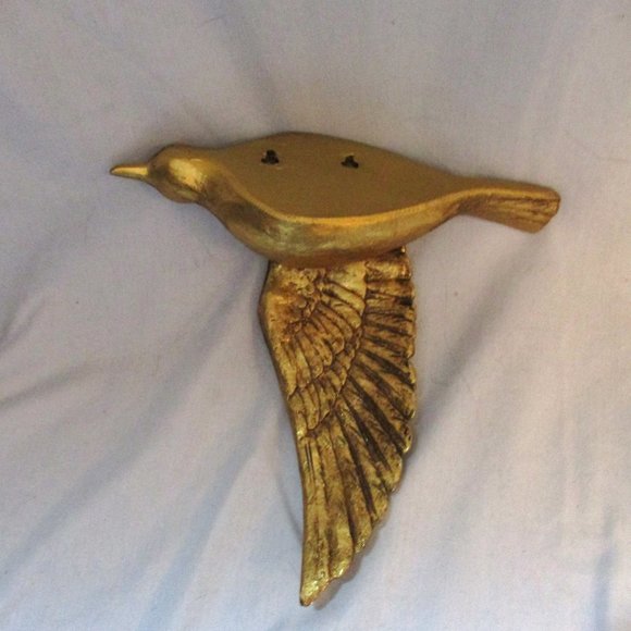 Vintage 9.5" Carved Cast Plaster BIRD FLIGHT WING DOWN Display Sculpture Wall Ar - Picture 2 of 2
